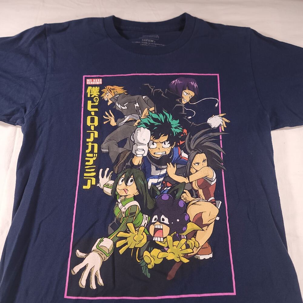 My Hero Academia Anime Crew Neck Short Sleeve Graphic T Shirt Mens Size S Blue